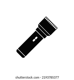 Flashlight lamp, spotlight icon in black flat glyph, filled style isolated on white background