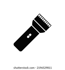 Flashlight lamp, spotlight icon in black flat glyph, filled style isolated on white background