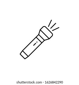 Flashlight, light, spotlight line icon on white background.