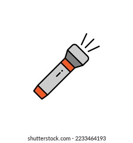 flashlight, light, spotlight line icon on white background. Elements of mountaineering icon. Can be used for web, logo, mobile app, UI, UX