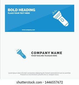 Flashlight, Light, Torch, Flash SOlid Icon Website Banner and Business Logo Template