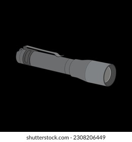 Flashlight of light vector flat icon. Flashlight lighting with spotlight or flash. Illustration of flashing light lantern isolated on black background. Vector illustration, EPS 10.