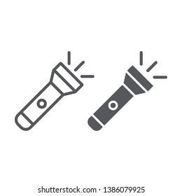 Flashlight Line And Glyph Icon, Light And Lamp, Torch Sign, Vector Graphics, A Linear Pattern On A White Background, Eps 10.