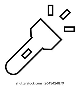flashlight line icon design. flashlight thin black outline symbol vector illustration. editable stroke icon on transparent background.