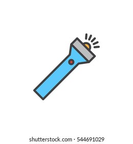 Flashlight line icon, filled outline vector sign, linear colorful pictogram isolated on white. Symbol, logo illustration