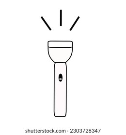 Flashlight line icon isolated on white background.  Vector illustration.