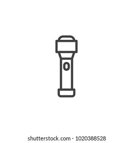 Flashlight line icon, outline vector sign, linear style pictogram isolated on white. Symbol, logo illustration. Editable stroke