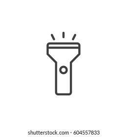 Flashlight line icon, outline vector sign, linear style pictogram isolated on white. Symbol, logo illustration. Editable stroke. Pixel perfect