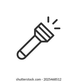 Flashlight line icon, sign or symbol. Premium pictogram in trendy outline style. Flashlight pixel perfect vector icon isolated on a white background. 