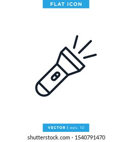 Flashlight Line Icon Vector Design Template. Editable Stroke