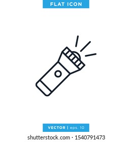 Flashlight Line Icon Vector Design Template. Editable Stroke