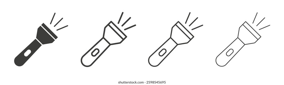 Flashlight line icon vector illustration set.