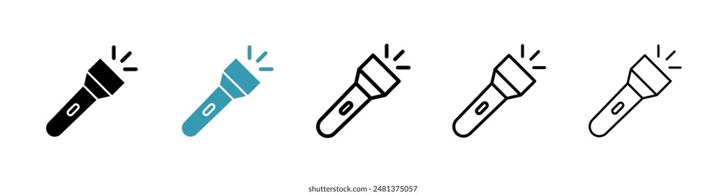 Flashlight line icon vector set.
