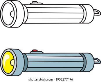 
flashlight  line vector illustration isolated on white background 