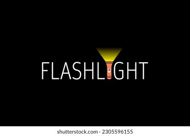 flashlight logotype, Vector illustration concepts for logo, social media banners and post, t-shirt design, background, wallpaper, with black background color