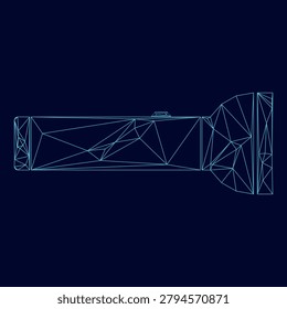 Flashlight low poly triangulation triangulated polygonal electric cyan blue vibrant aqua neon color vector illustration image outline contour line style