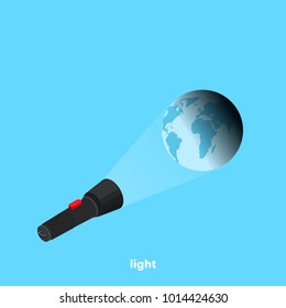 flashlight on the globe, isometric image