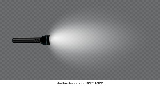 flashlight on a transparent background. Shine.lighting the space.metal.