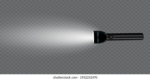 flashlight on a transparent background. Shine.lighting the space.metal.