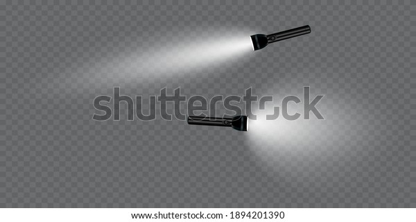 flashlight on a transparent background.\
Shine.lighting the\
space.metal