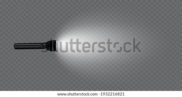 flashlight on a transparent background.\
Shine.lighting the\
space.metal.