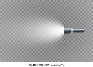 flashlight on a transparent background.Shine.lighting the space.metal.