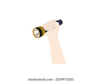 Taschenlampe auf weißem Hintergrund.