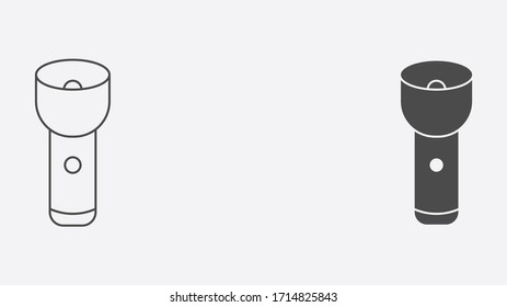 Flashlight outline and filled vector icon sign symbol