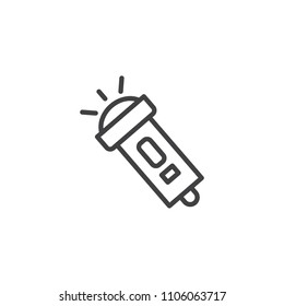 Flashlight outline icon. linear style sign for mobile concept and web design. Tourist flashlight simple line vector icon. Symbol, logo illustration. Pixel perfect vector graphics