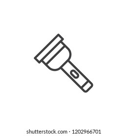 Flashlight outline icon. linear style sign for mobile concept and web design. simple line vector icon. Torch symbol, logo illustration. Pixel perfect vector graphics