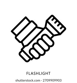 Flashlight Outline Icon Mini Illustration, Use For Modern Concept, Print, Ui, Ux Kit, Web And App Development. Vector Related To Firefighter, Rescue And More