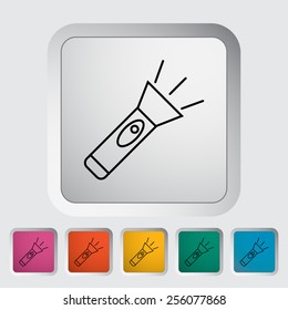Flashlight. Outline icon on the button. Vector illustration.