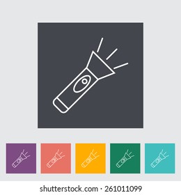 Flashlight. Outline icon on the button. Vector illustration.