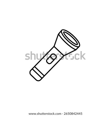Flashlight outline icon. Simple torch line art symbol for camping or tools.