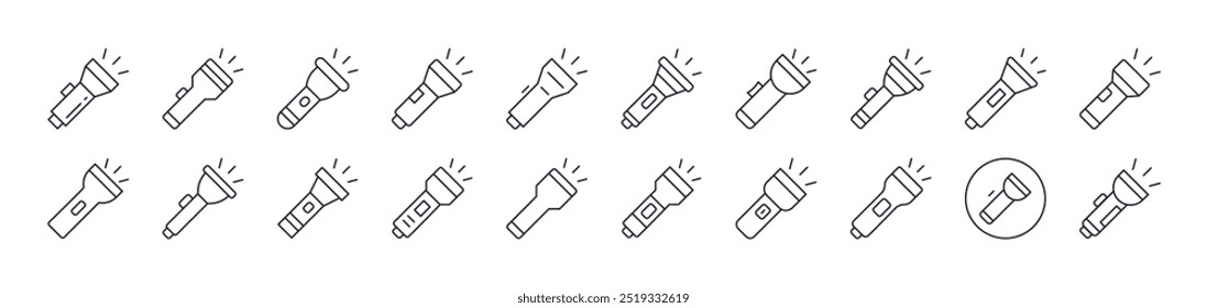 Coleção de Ícones de Linha da Web de Estrutura de Tópicos de Lanterna. Traço editável. Pictograma Linear Minimalista para Design de Cartões, Aplicativos, Banners, Posts