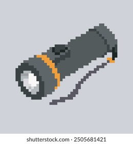 flashlight pixel art, vector illustration on isolated background.