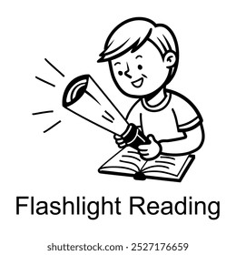 Icono de lectura de linterna en estilo doodle 
