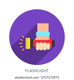 Taschenlampe abgerundete flache Farbe Symbol Mini-Illustration, verwenden für moderne Konzept, Druck, UI, UX-Kit, Web-und App-Entwicklung. Vektor verwandt mit Feuerwehrmann, Rettung und mehr