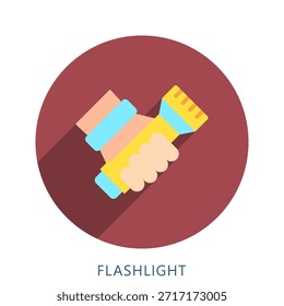 Taschenlampe abgerundete flache Farbe Symbol Mini-Illustration, verwenden für moderne Konzept, Druck, UI, UX-Kit, Web-und App-Entwicklung. Vektor verwandt mit Feuerwehrmann, Rettung und mehr
