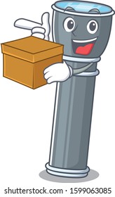 Flashlight Scroll cartoon character bringing a box