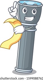 Flashlight Scroll cartoon character holding menu ready to serve