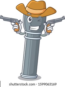 Flashlight Scroll mascot performed as a Cowboy with guns