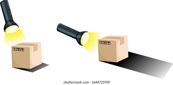 Flashlight and shadow of the boxes illustration