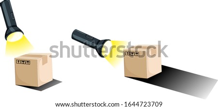 Flashlight and shadow of the boxes illustration