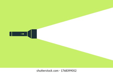 Flashlight silhouette on a green background. Find or search for a design concept. Used as a banner design, announcement, message. Vector illustration eps 10