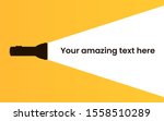 Flashlight silhouette on the yellow background. Find or search design concept. Applicable as banner, announcement, message design. Flat vector illustration.