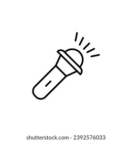 Flashlight Simple Outline Sign for Adverts. Suitable for books, stores, shops. Editable stroke in minimalistic outline style. Symbol for design 