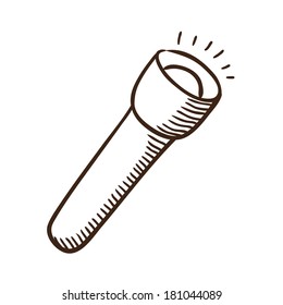 Flashlight symbol. Isolated sketch icon pictogram. Eps 10 vector illustration.