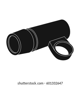 A flashlight that clings to the steering wheel to illuminate the road.Cyclist outfit single icon in black style vector symbol stock illustration.