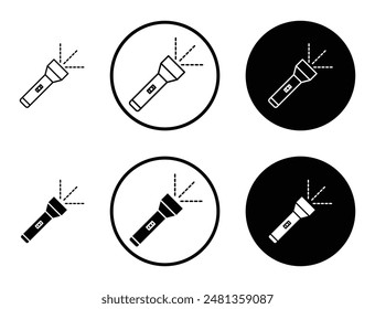 Taschenlampe dünne Linie Vektorgrafik Symbol-Set.